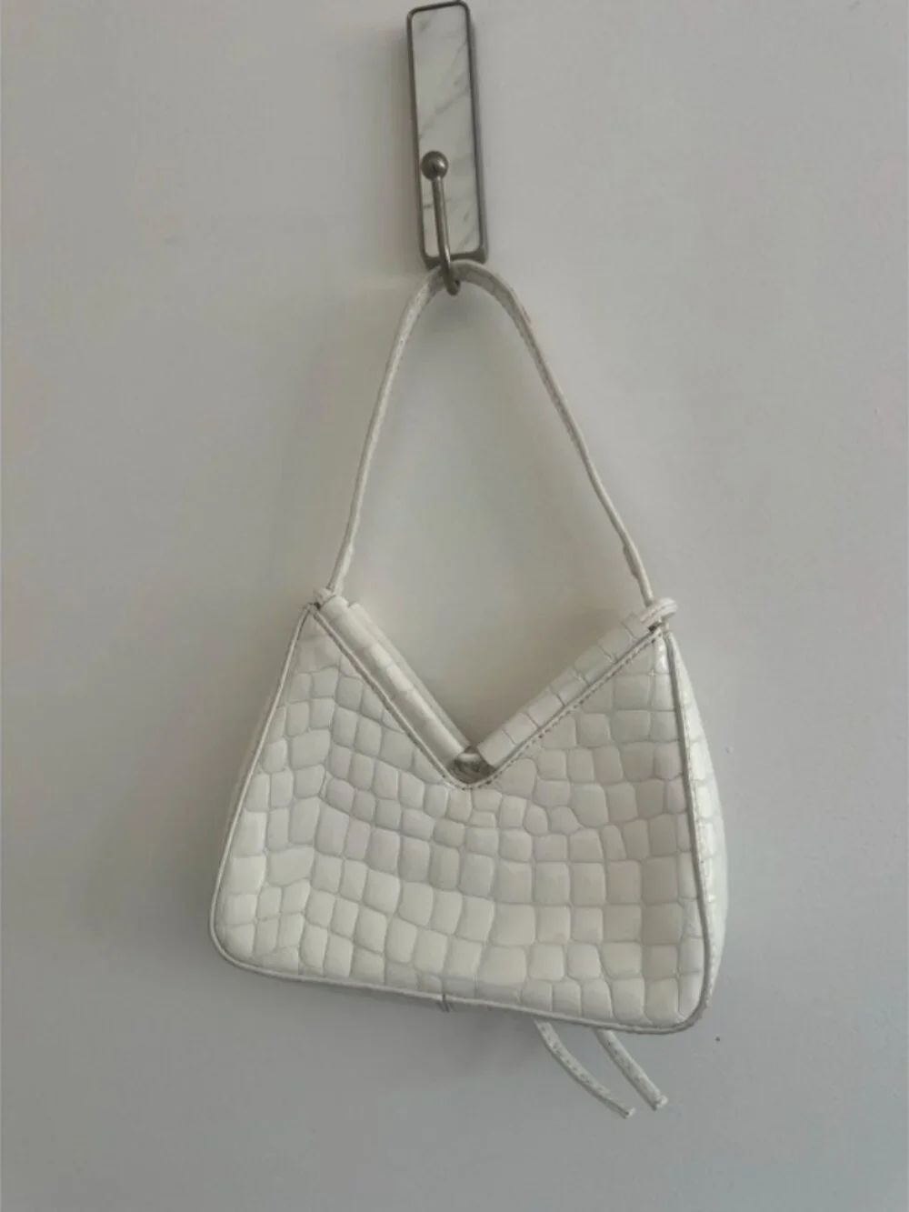 Reformation Mini Chiara Convertible Bag White Croc-Effect